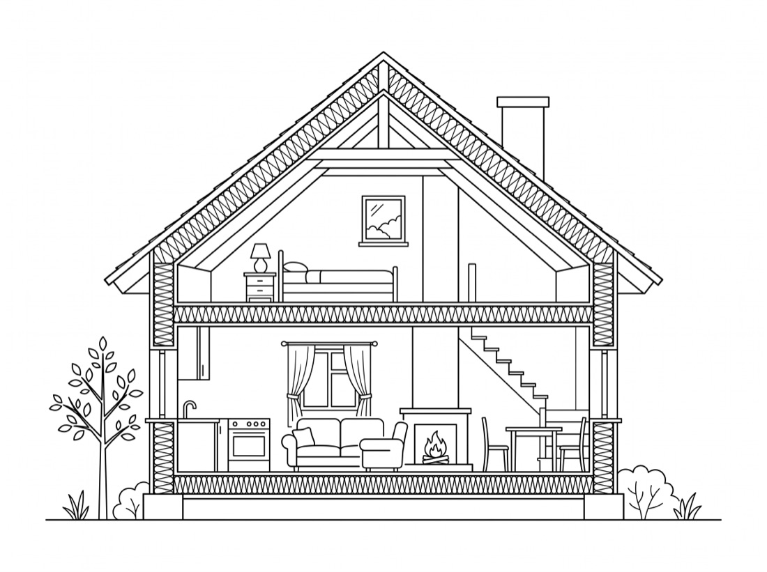 Roofing & Roof Replacement — line illustration
